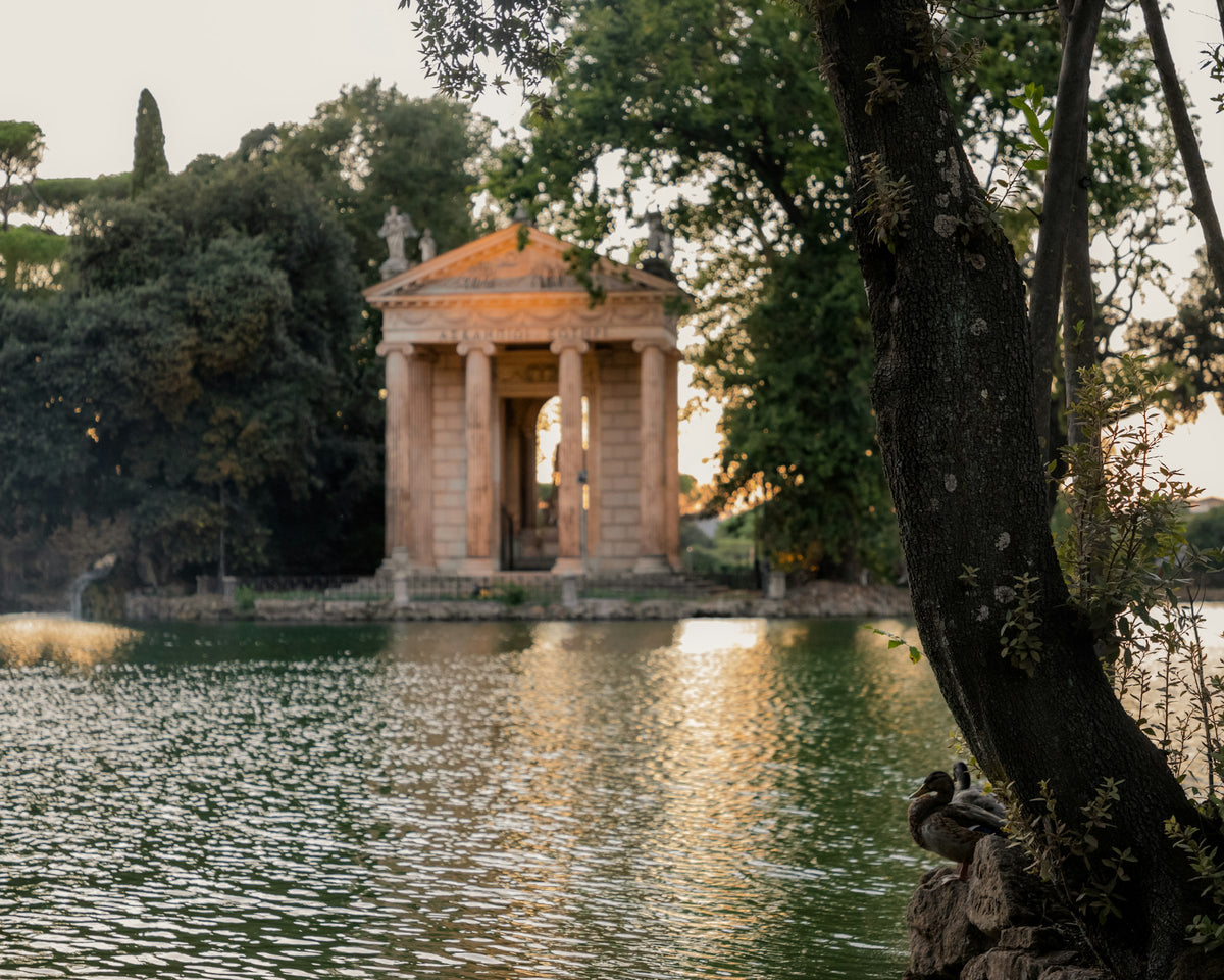 The Temple of Aesculapius on the lake in Villa Borghese