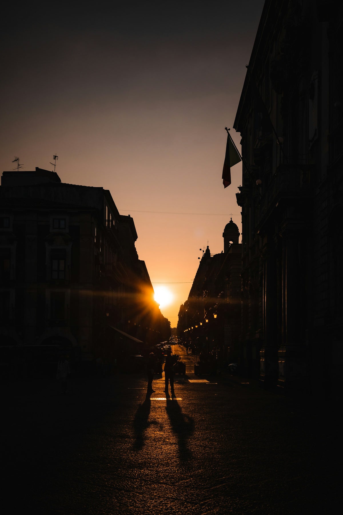 Walking home into the sunset