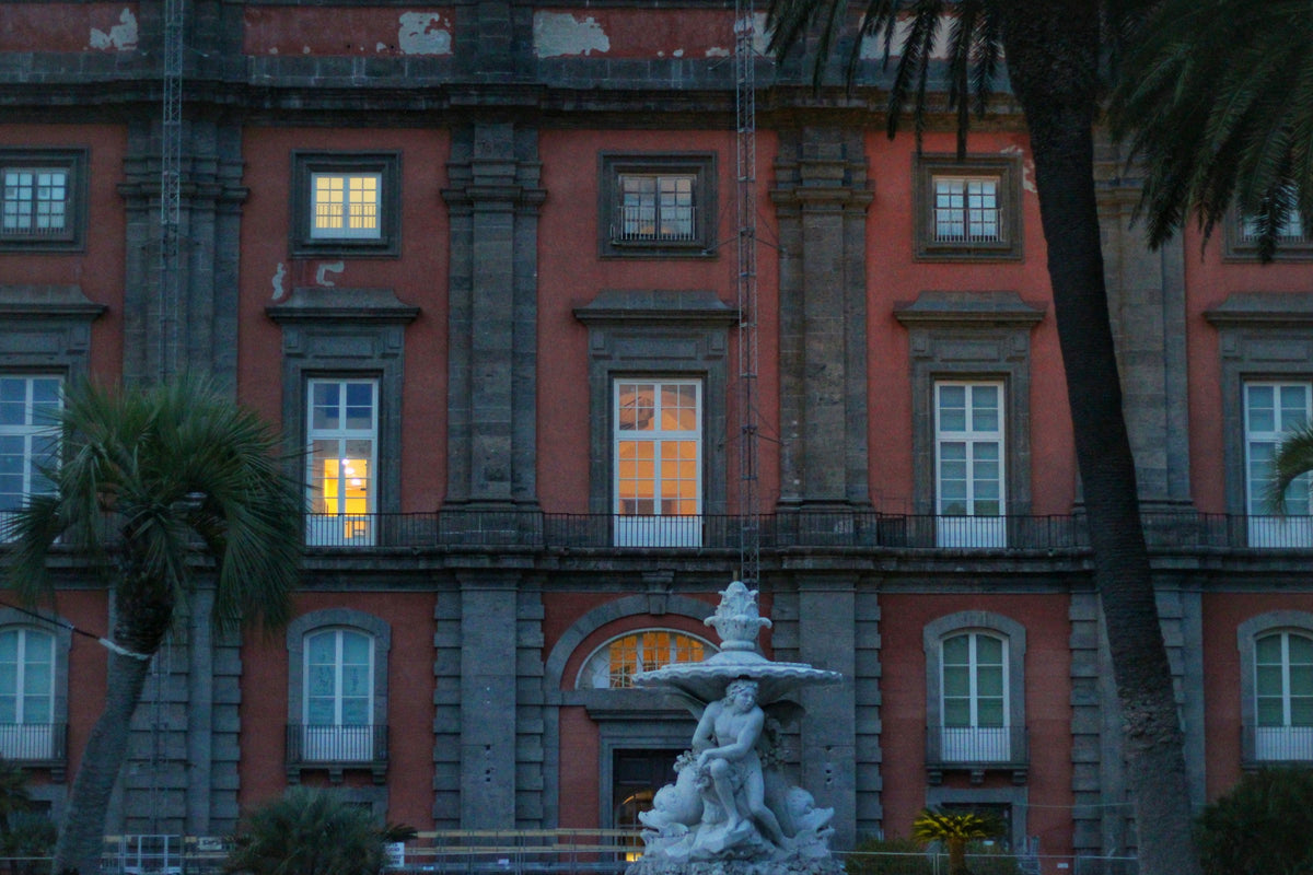 The red facade of the Royal Palace of Capodimonte