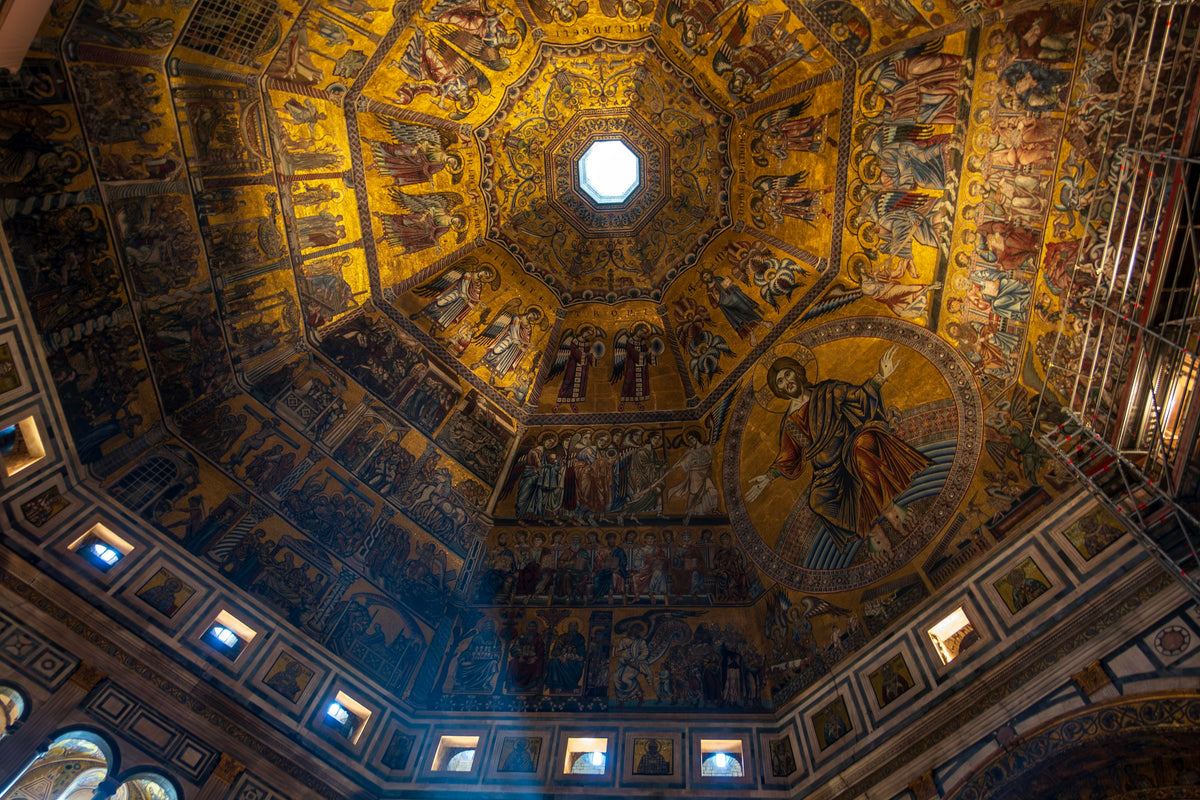 The golden mosaic ceiling of the Baptistery of San Giovanni