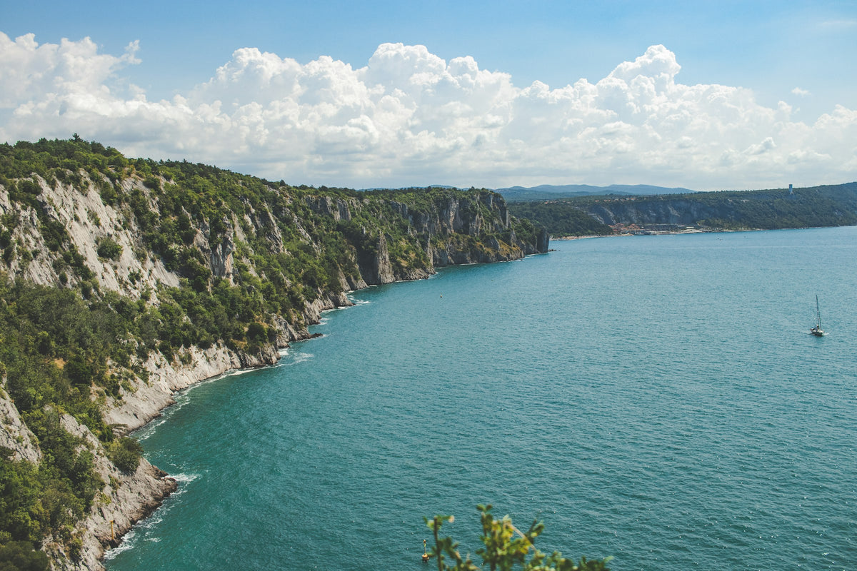 White Karst cliffs above the sea