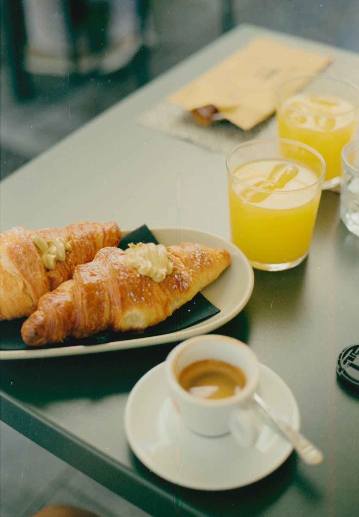 An espresso and croissants for breakfast