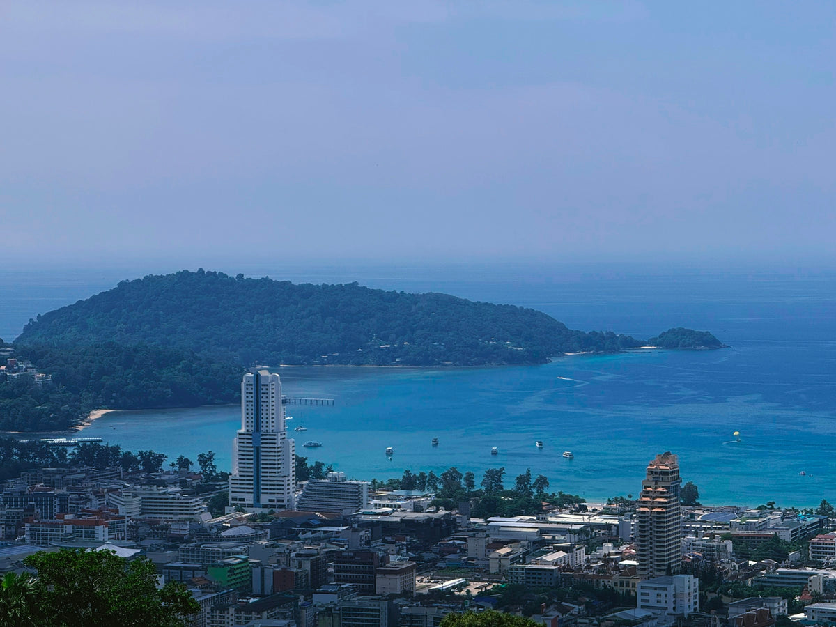 Patong town and bay seen from the hills