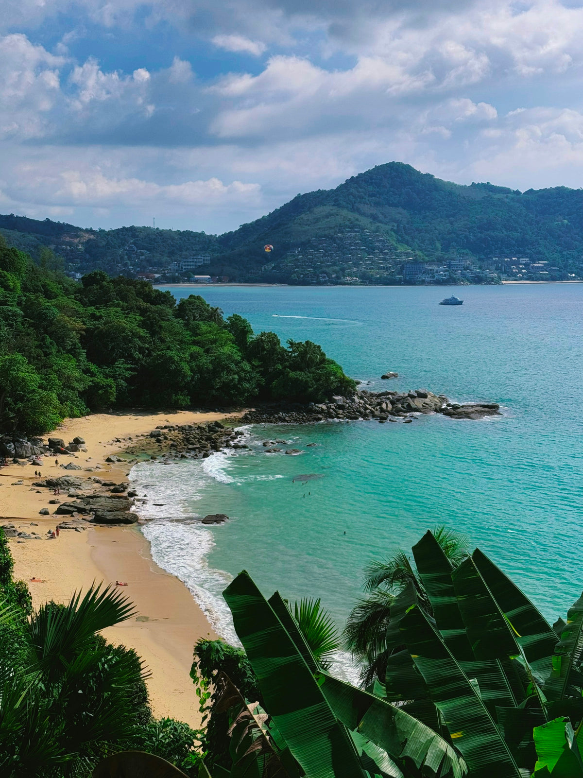 A small beach below the coastal hills near Kamala