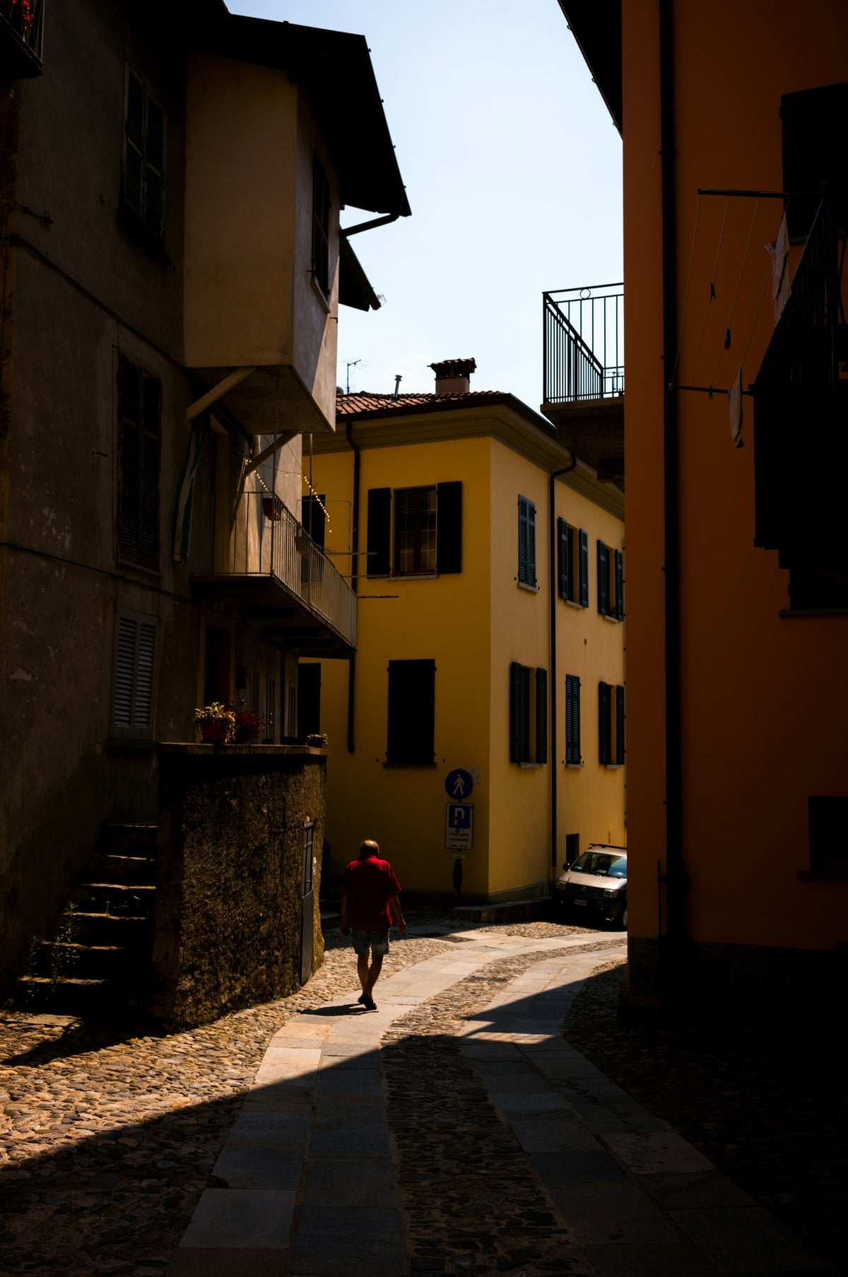 Light and shadow in an old-town lane