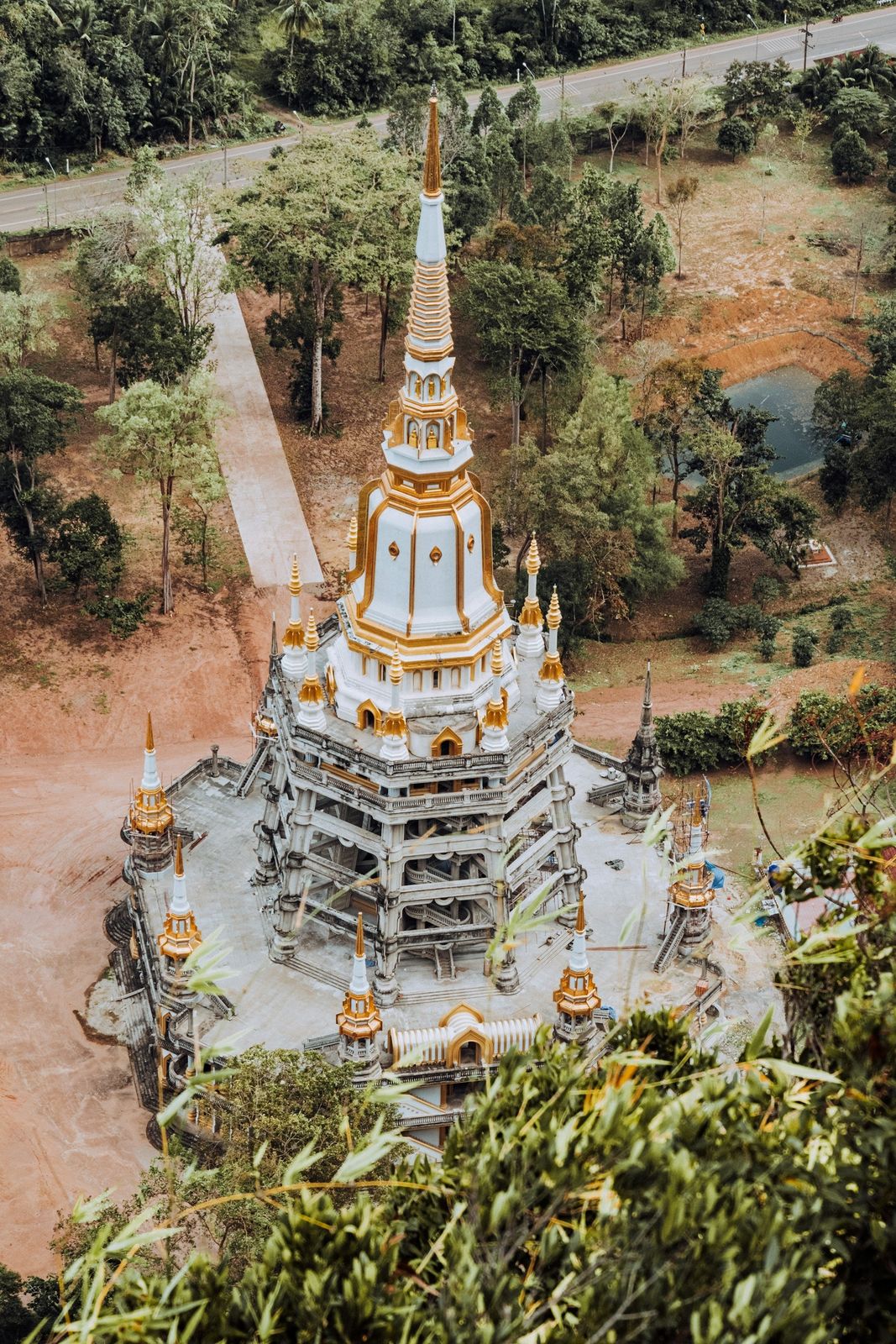 Aerial view of the pagoda at Tiger Cave Temple (Wat Tham Suea)