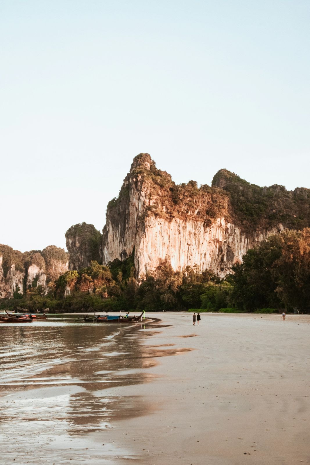 Limestone cliffs over the sand at Railay Beach
