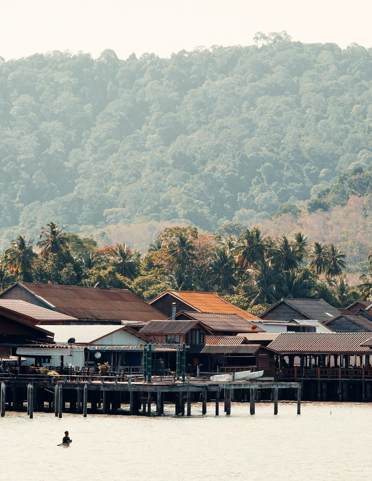 Stilt houses of Koh Lanta Old Town over the water