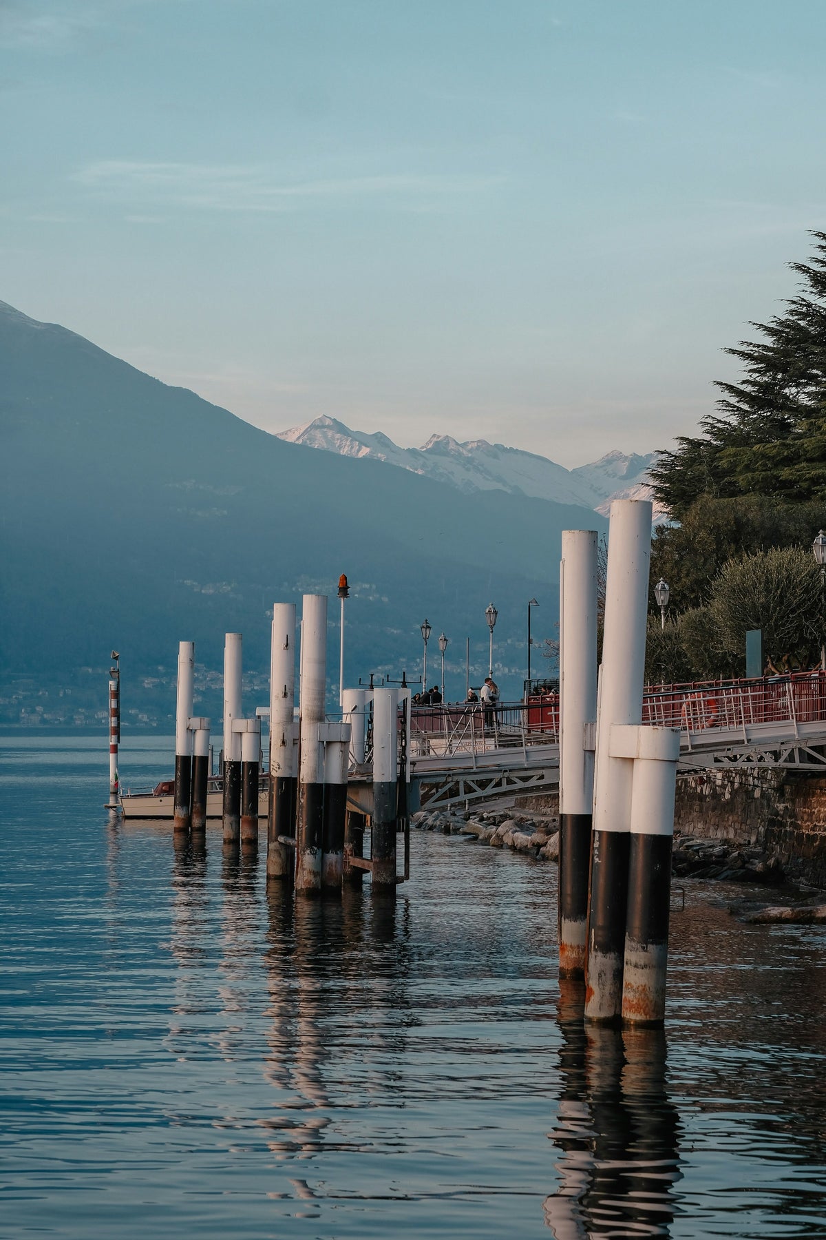 Docks reflected in the water at Menaggio