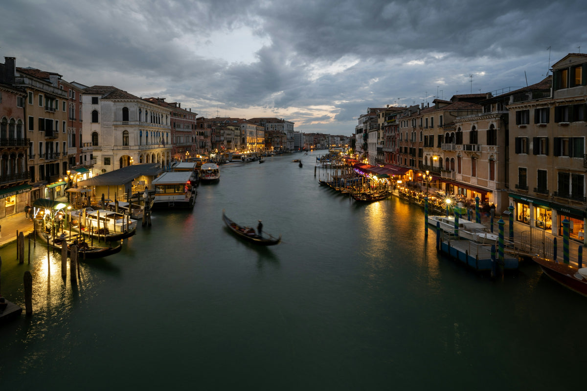 Gondola on the Grand Canal at dusk