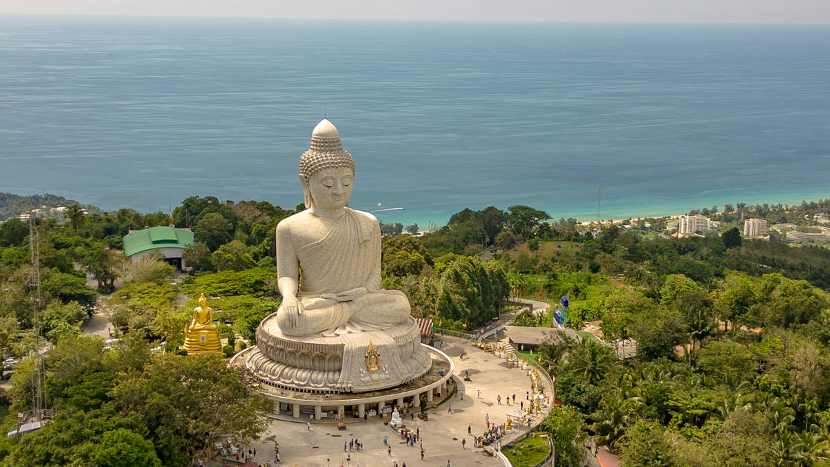 The Big Buddha on Nakkerd Hill with the Andaman Sea behind