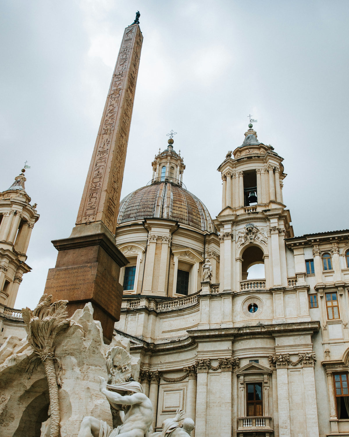 The obelisk of the Fountain of the Four Rivers and Sant'Agnese in Agone