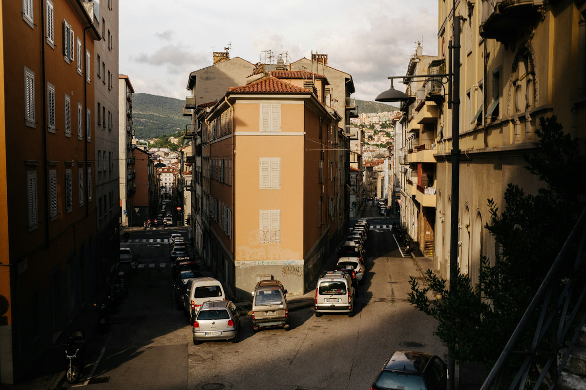 A residential street on the hillside