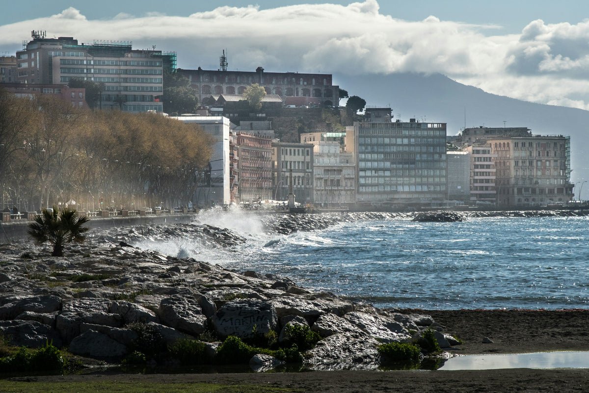 Winter waves on the Naples seafront