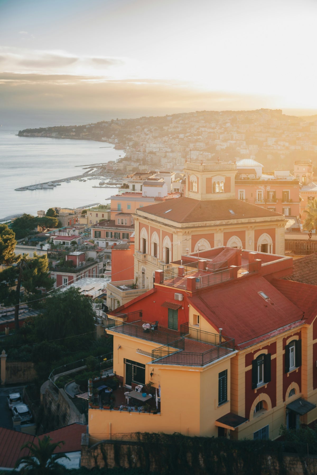 Golden hour over the coast towards Posillipo