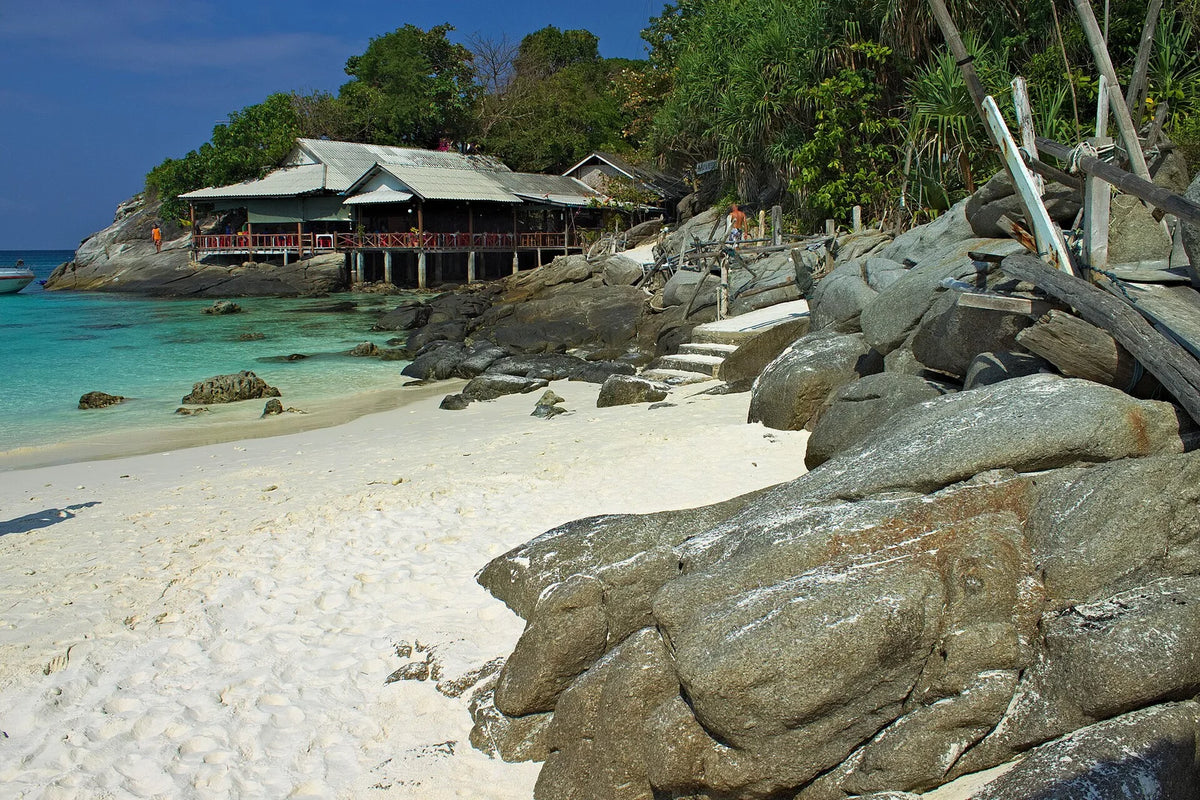 Clear water and a sandy bay on Racha Island, a boat ride from Phuket