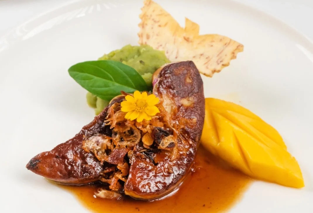 Thai tamarind and foie gras with mango at Blue Elephant Phuket