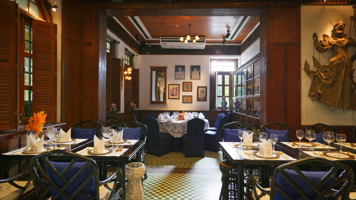 Dining room in the historic Sino-Portuguese mansion of Blue Elephant Phuket