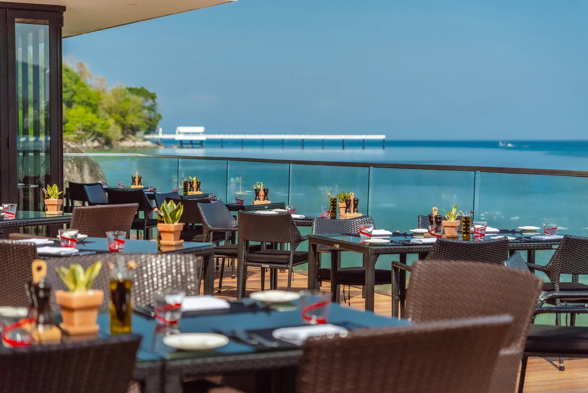 Seaside terrace dining overlooking the Andaman Sea at La Gritta