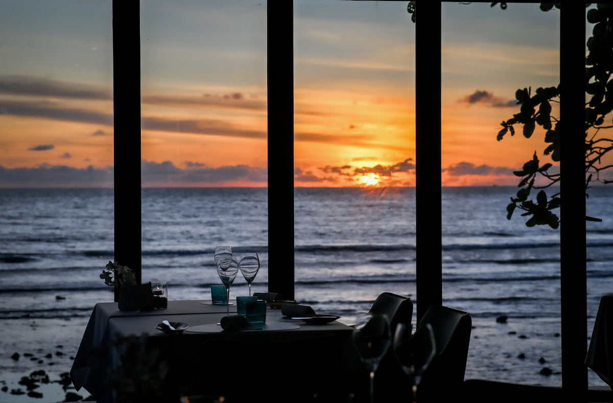 Sunset over the Andaman Sea from the dining room at L'Arôme by the Sea