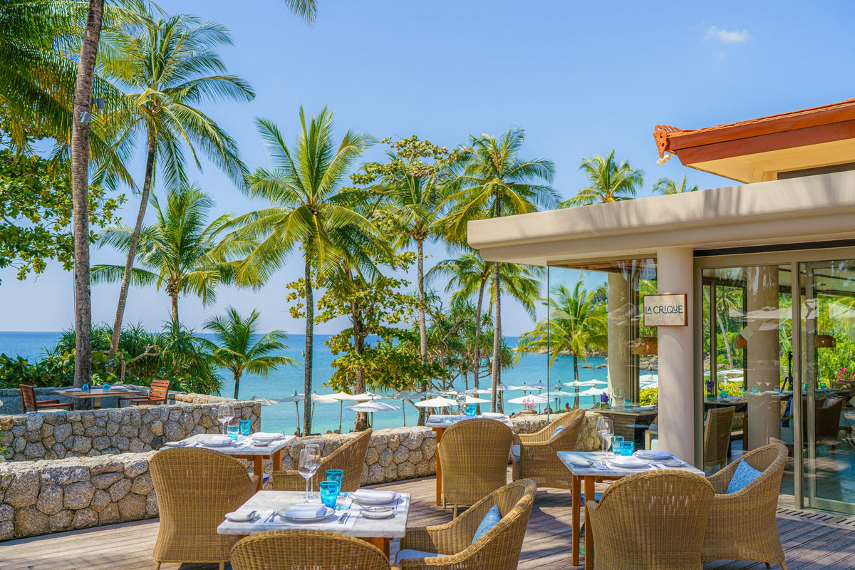La Crique terrace restaurant overlooking the sea at Trisara