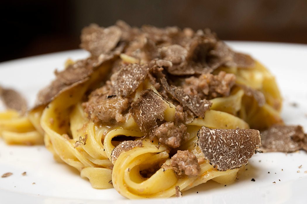 Fettuccine under shaved truffle at Da Pancrazio