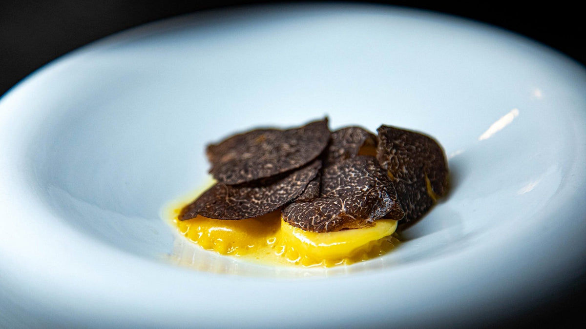 Ravioli with black truffle at Glass Hostaria