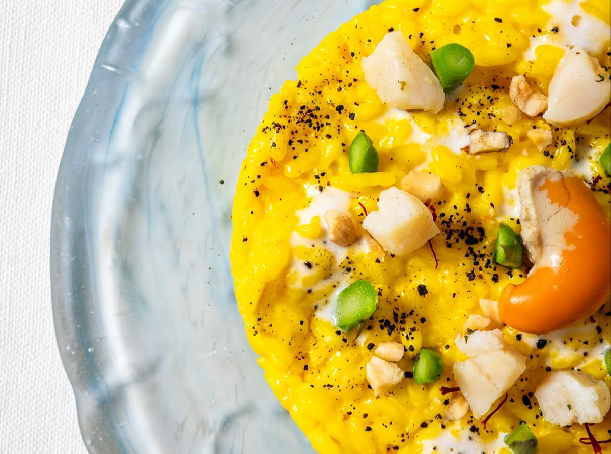 Saffron risotto with seafood at Il Convivio Troiani