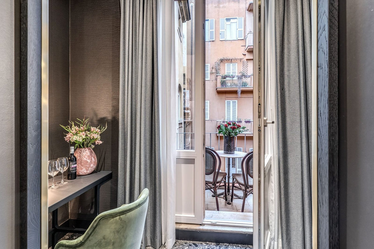 French windows onto a balcony at Residenza Piranesi