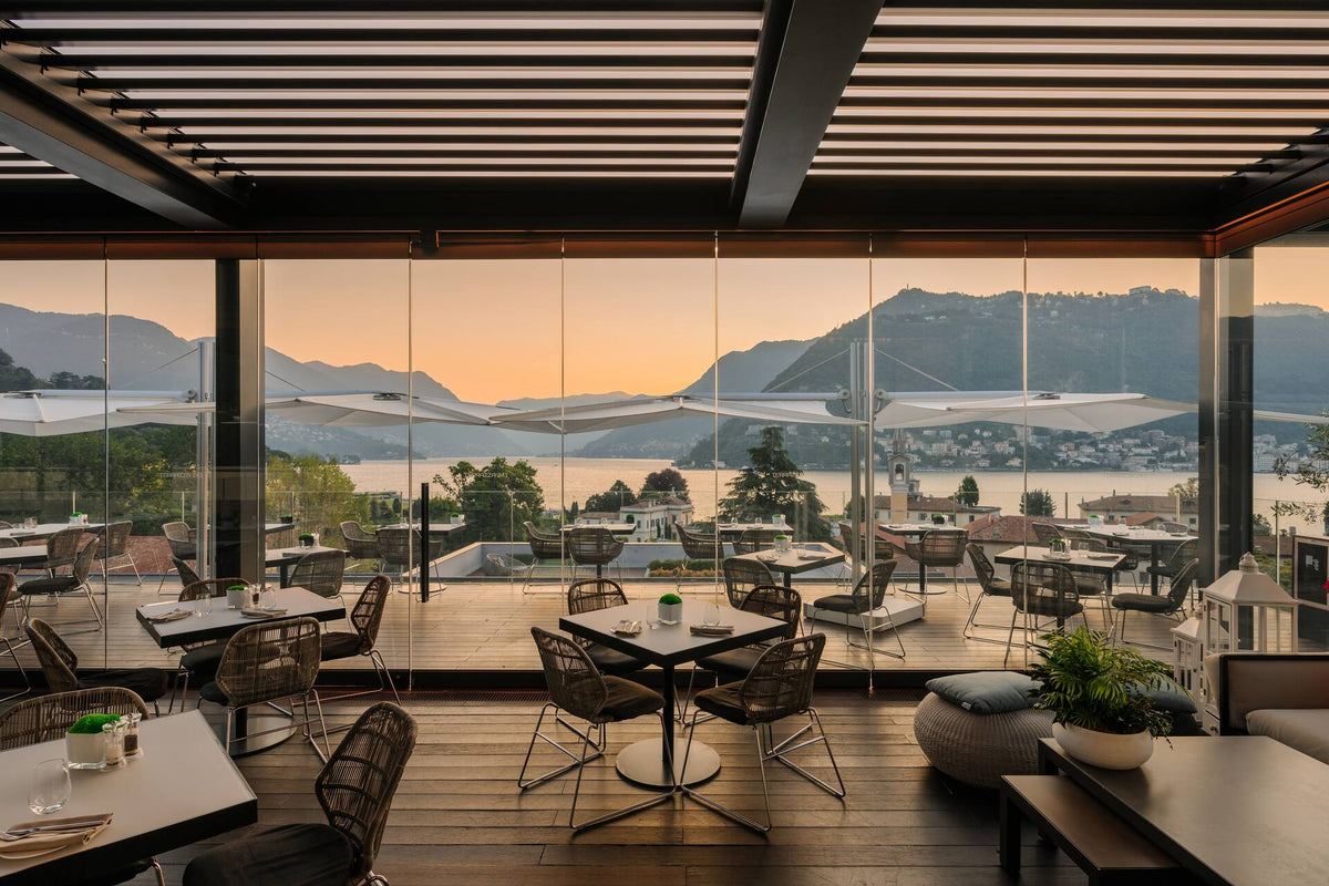 Terrazza 241 rooftop at Hilton Lake Como at dusk