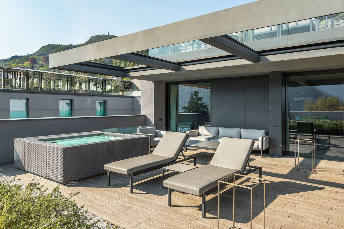A suite terrace with hot tub at Hilton Lake Como