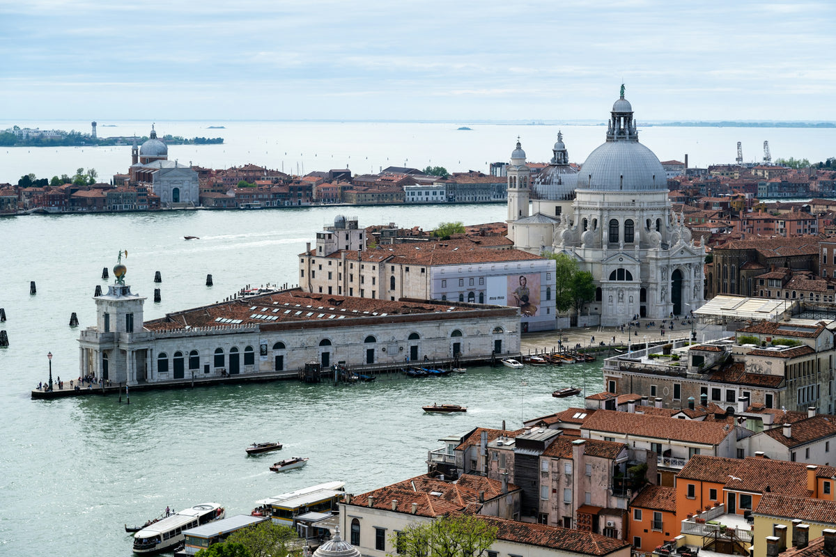 Punta della Dogana, the Salute and Giudecca seen from high above San Marco